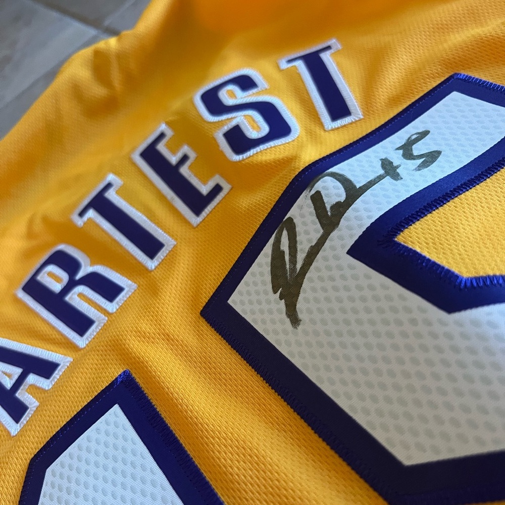 Brand new signed Ron Artest Lakers jersey NWT